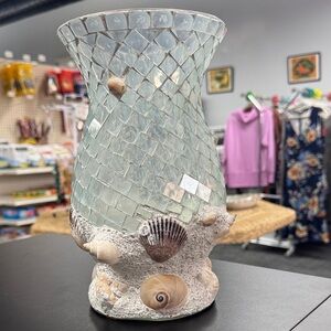 Seashell Mosaic Glass Vase